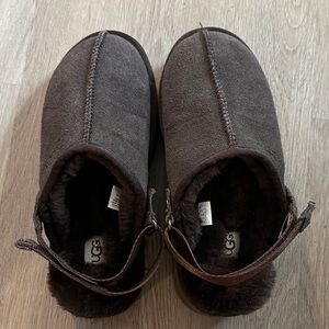 UGG Dark Brown Suede Slippers